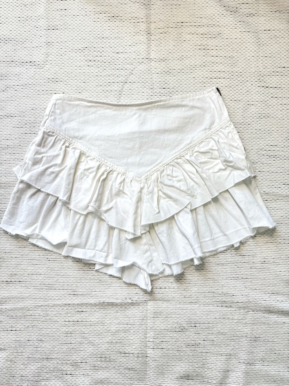 Tgla Asymmetrical Mini Skirt Women’s Small White Denim Boho Coastal Cowgirl